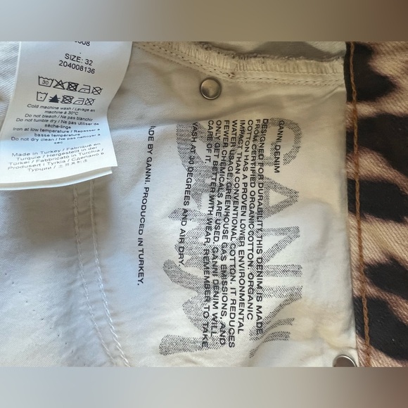 Ganni 100% Cotton Leopard Print Denim Skirt - Picture 8 of 11